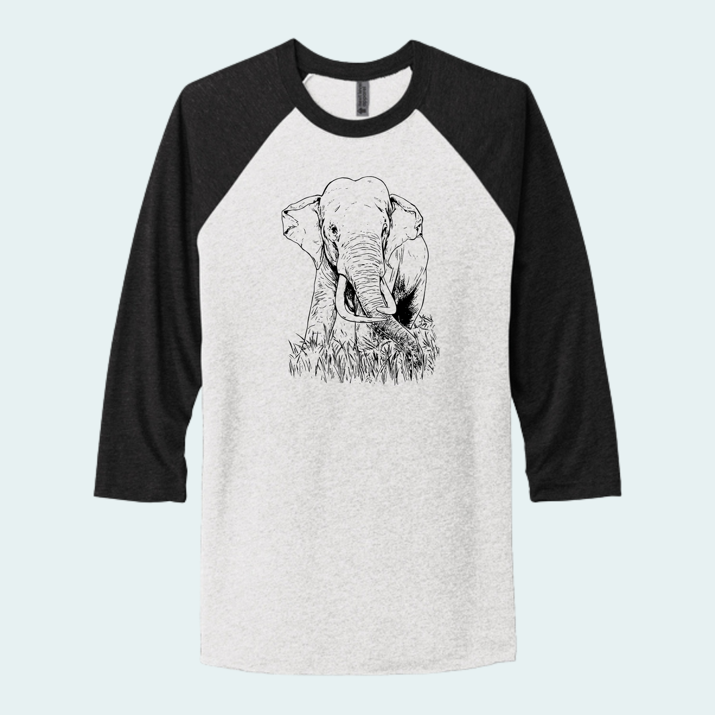 Asian Bull Elephant Fundraiser (Limited Edition for August) Unisex 3/4-Sleeve Raglan Tee