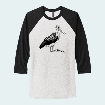 Marabou Stork (Limited Edition for August) Unisex 3/4-Sleeve Raglan Tee