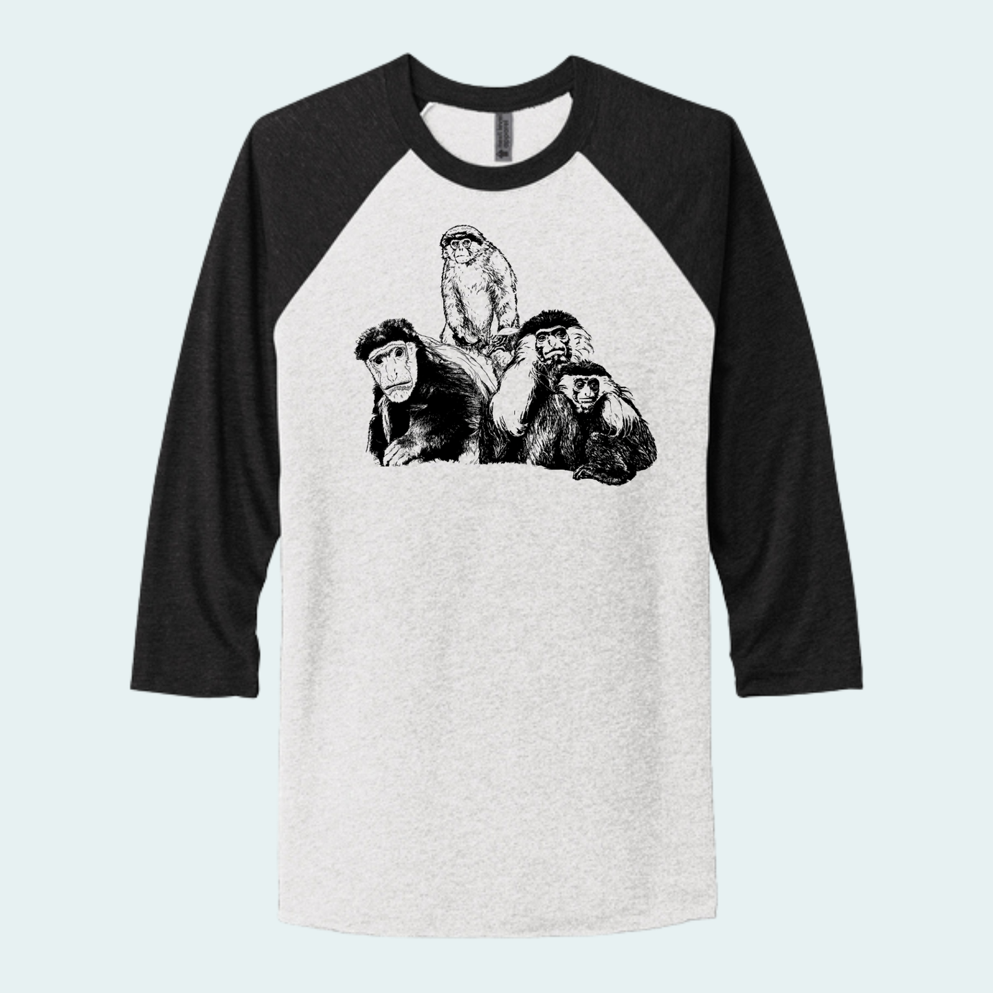 Colobus Mixed Species Fundraiser (Limited Edition for August) Unisex 3/4-Sleeve Raglan Tee