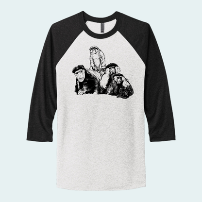 Colobus Mixed Species Fundraiser (Limited Edition for August) Unisex 3/4-Sleeve Raglan Tee