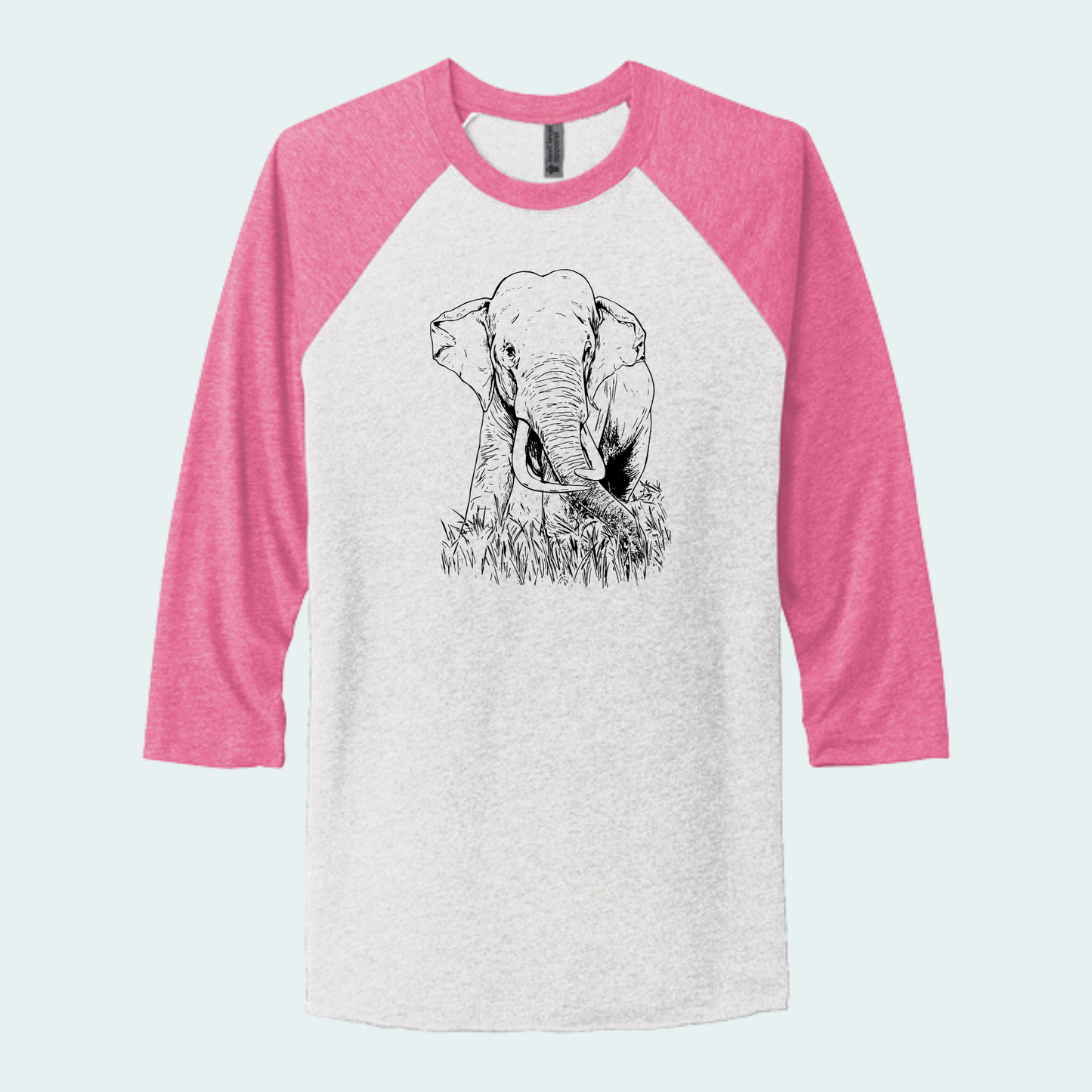 Asian Bull Elephant Fundraiser (Limited Edition for August) Unisex 3/4-Sleeve Raglan Tee