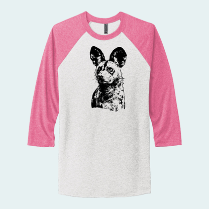 Kalahari African Wild Dog Conservation Trust Fundraiser (Limited Edition for September) Unisex 3/4-Sleeve Raglan Tee