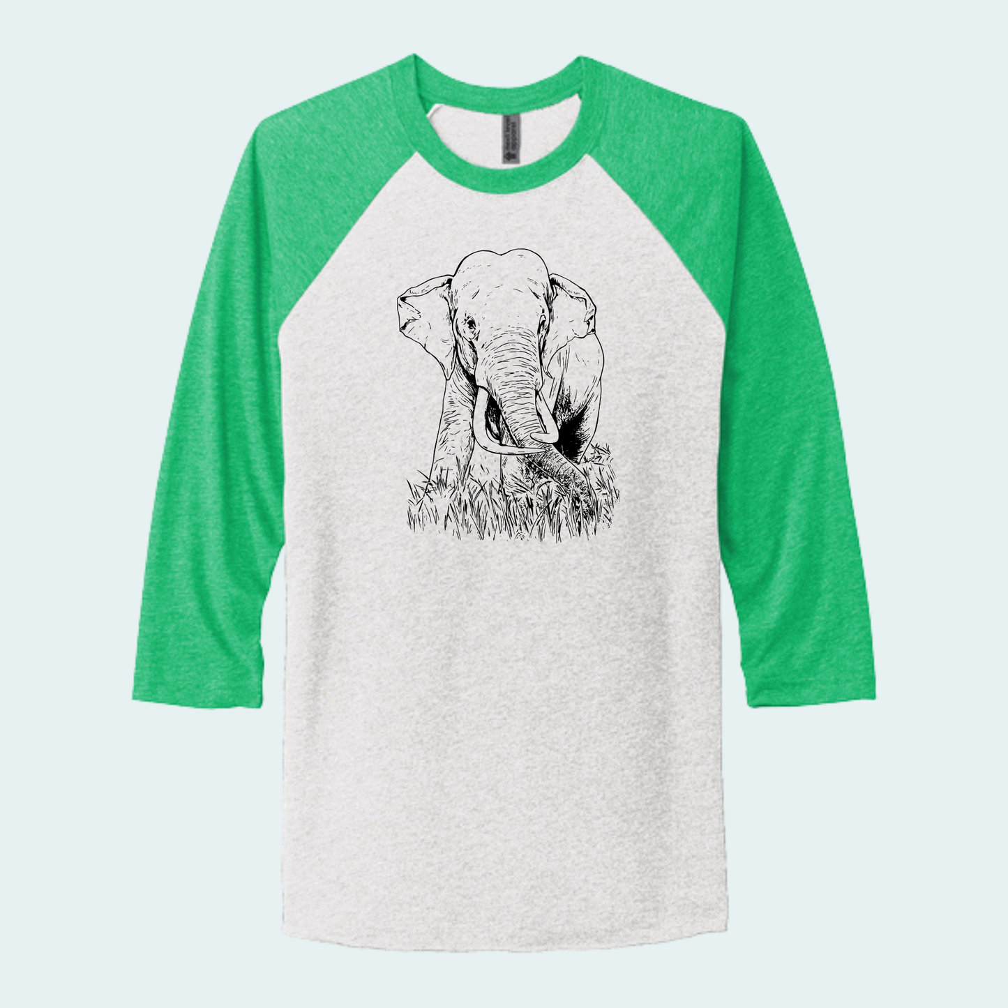 Asian Bull Elephant Fundraiser (Limited Edition for August) Unisex 3/4-Sleeve Raglan Tee