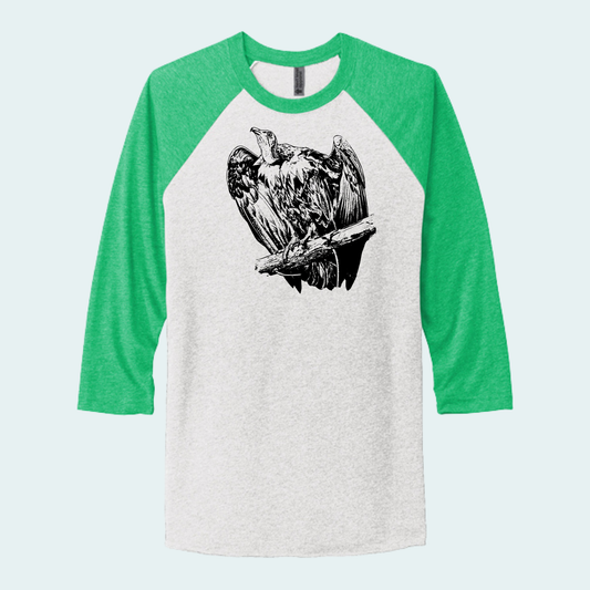 Hooded Vulture (Limited Edition for September) Unisex 3/4-Sleeve Raglan Tee