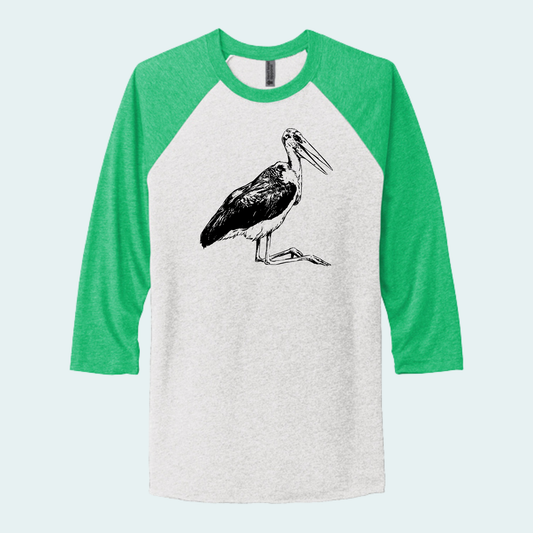 Marabou Stork (Limited Edition for August) Unisex 3/4-Sleeve Raglan Tee
