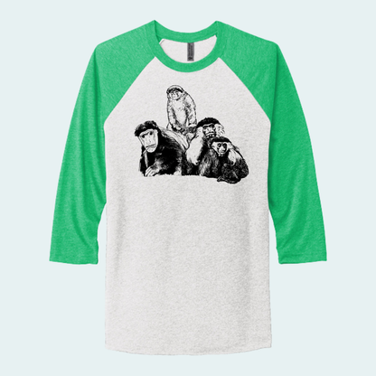 Colobus Mixed Species Fundraiser (Limited Edition for August) Unisex 3/4-Sleeve Raglan Tee