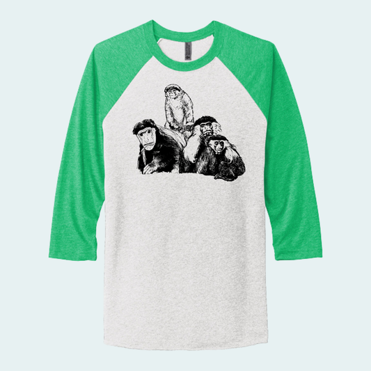 Colobus Mixed Species Fundraiser (Limited Edition for August) Unisex 3/4-Sleeve Raglan Tee