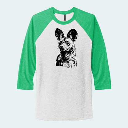 Kalahari African Wild Dog Conservation Trust Fundraiser (Limited Edition for September) Unisex 3/4-Sleeve Raglan Tee