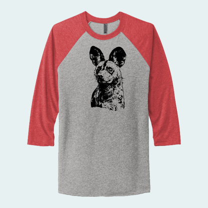 Kalahari African Wild Dog Conservation Trust Fundraiser (Limited Edition for September) Unisex 3/4-Sleeve Raglan Tee