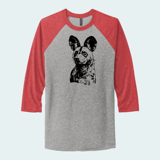 Kalahari African Wild Dog Conservation Trust Fundraiser (Limited Edition for September) Unisex 3/4-Sleeve Raglan Tee