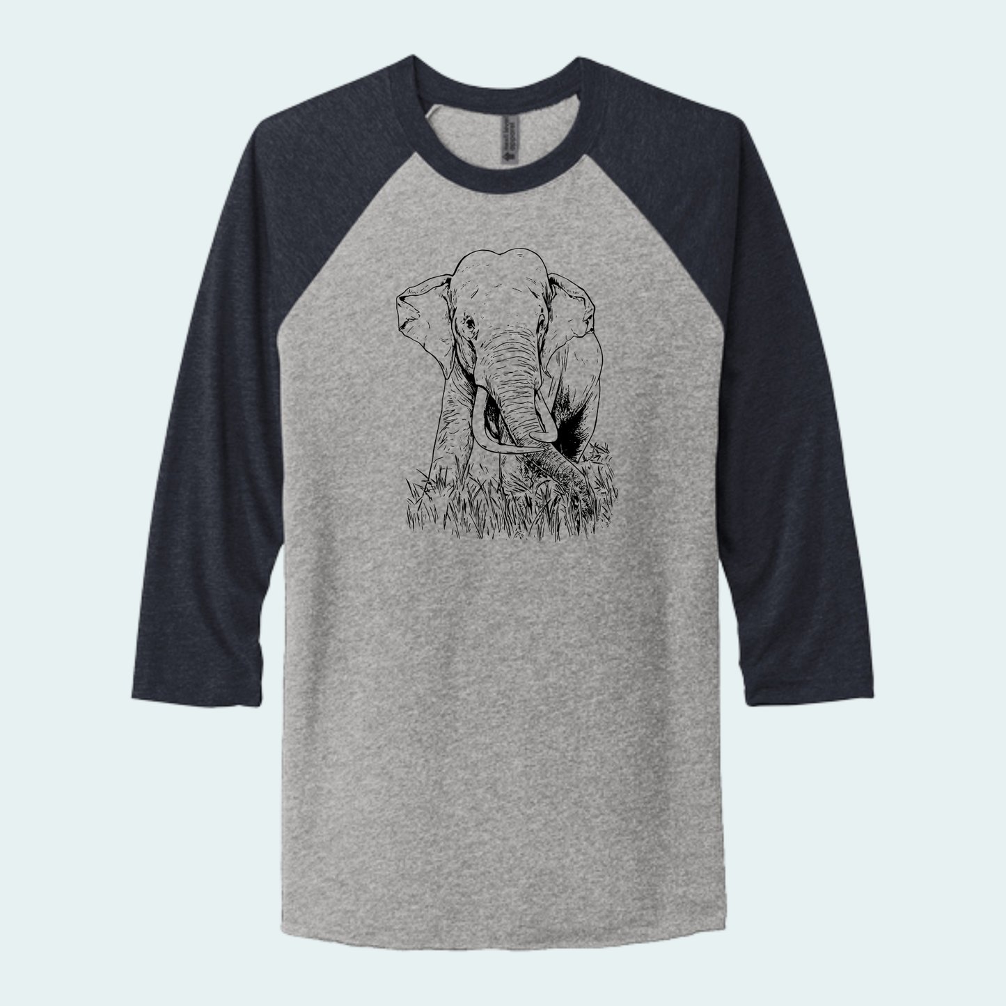 Asian Bull Elephant Fundraiser (Limited Edition for August) Unisex 3/4-Sleeve Raglan Tee