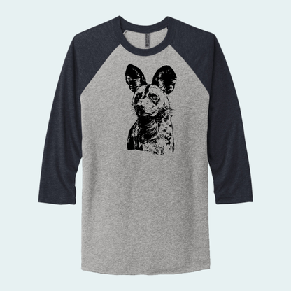 Kalahari African Wild Dog Conservation Trust Fundraiser (Limited Edition for September) Unisex 3/4-Sleeve Raglan Tee