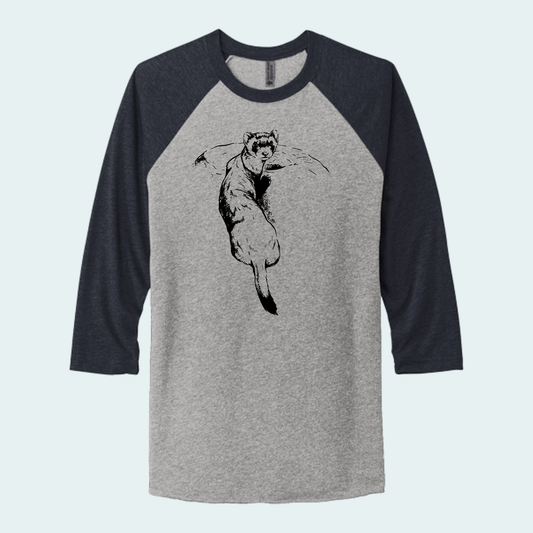 Black Footed Ferret (Limited Edition for September) Unisex 3/4-Sleeve Raglan Tee