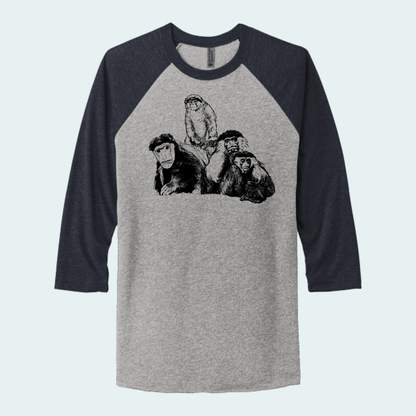 Colobus Mixed Species Fundraiser (Limited Edition for August) Unisex 3/4-Sleeve Raglan Tee