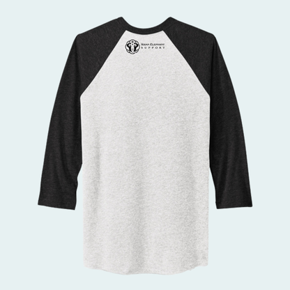 Asian Bull Elephant Fundraiser (Limited Edition for August) Unisex 3/4-Sleeve Raglan Tee