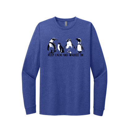 Penguins - Keep Calm and Waddle on - Unisex Long Sleeve Tee (Pre Order)