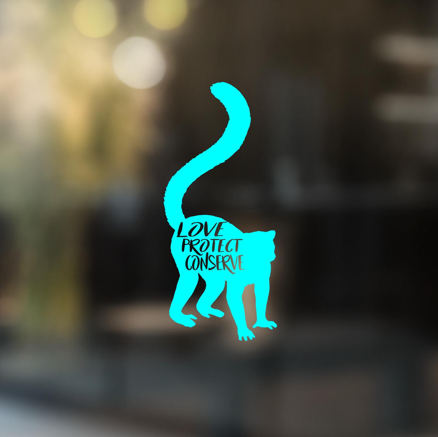 Ring-tailed Lemur - Love Protect Conserve - Vinyl Decal