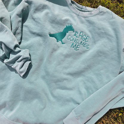 Rage Consumes Me - Cockatoo on Comfort Color Crewneck