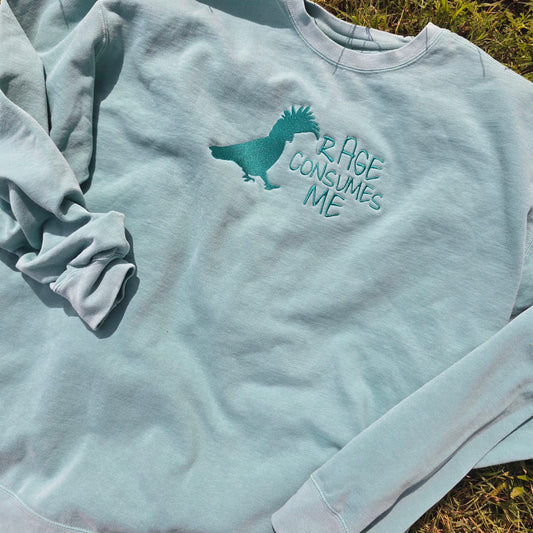 Rage Consumes Me - Cockatoo on Comfort Color Crewneck