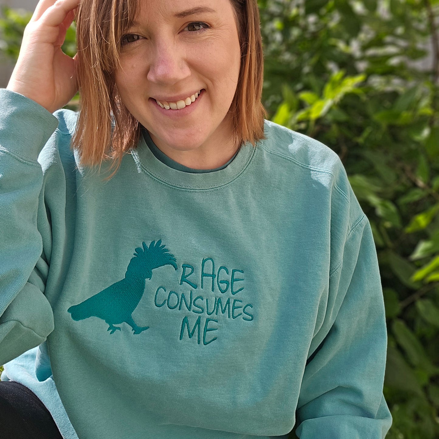Rage Consumes Me - Cockatoo on Comfort Color Crewneck