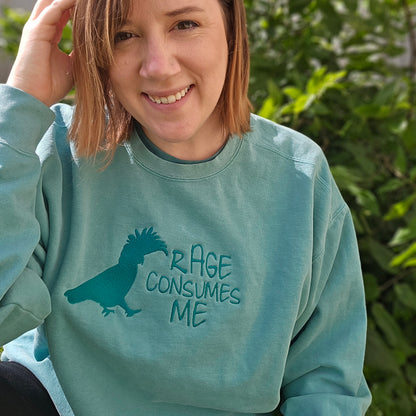 Rage Consumes Me - Cockatoo on Comfort Color Crewneck