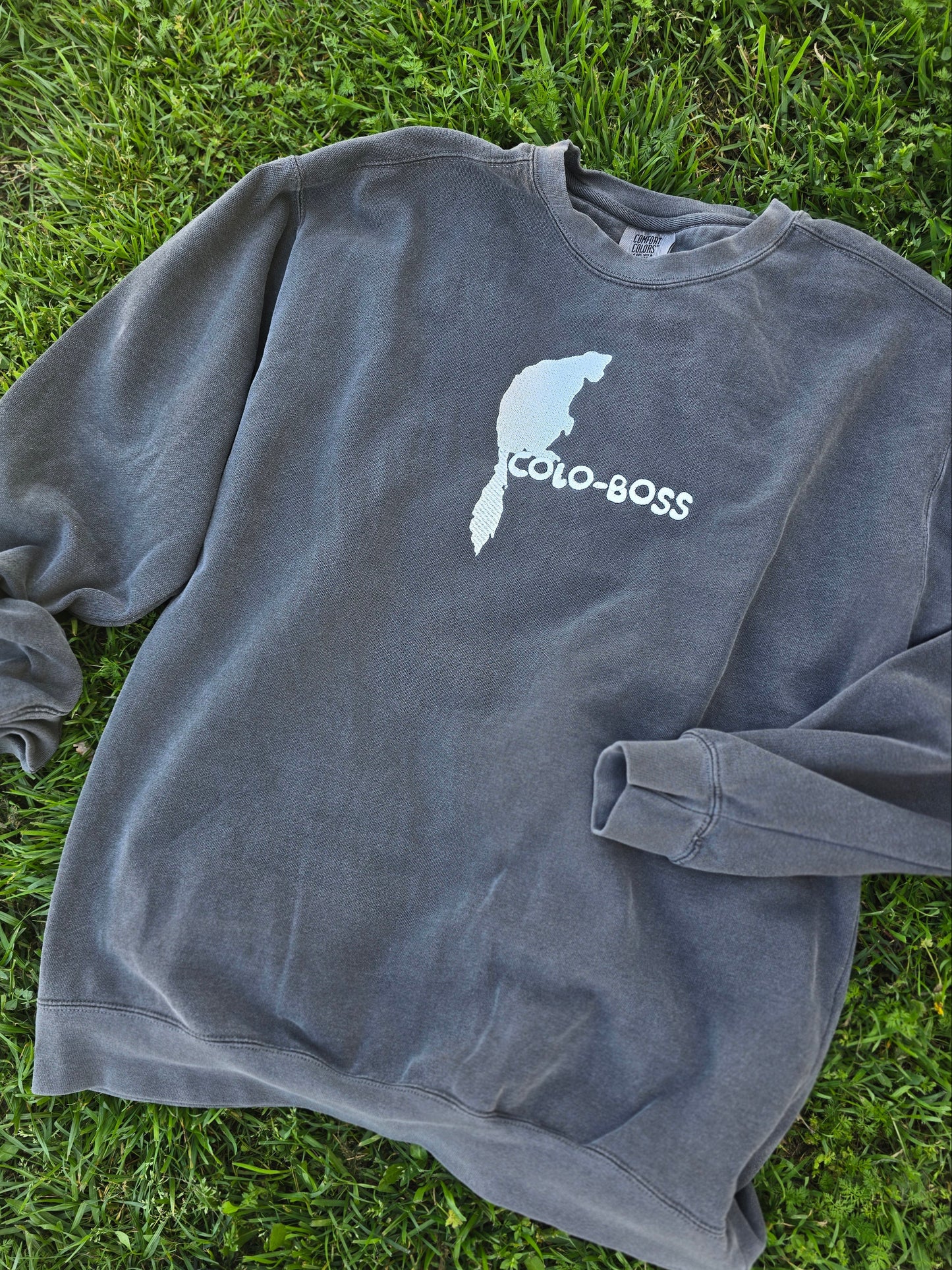 Colo-Boss Embroidery on Comfort Color Crewneck