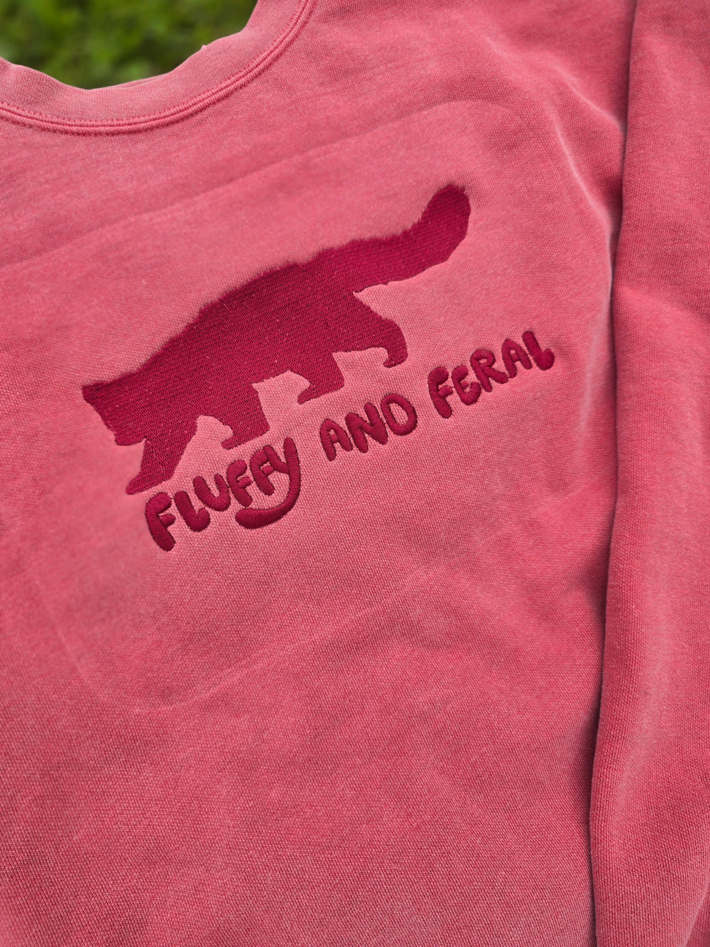 Fluffy and Feral - Red Panda Embroidery on Comfort Color Crewneck