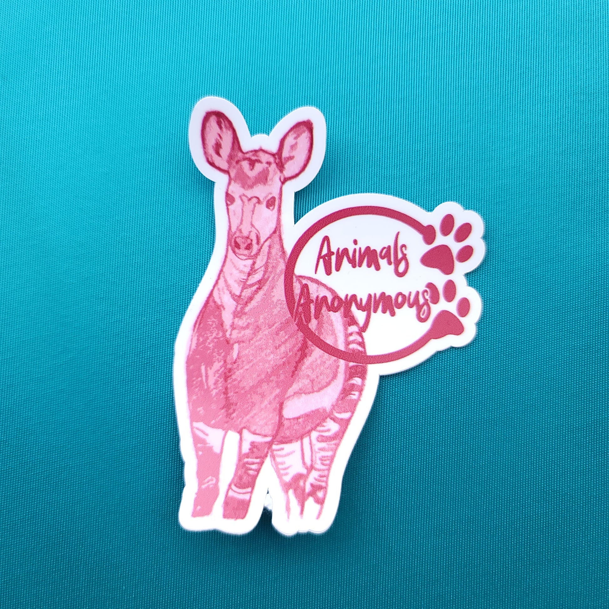 Okapi Sketch (Red) - Sticker - Animals Anonymous Apparel
