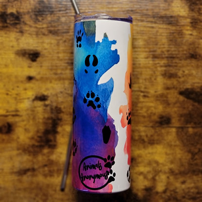 Mixed Paws Watercolor Tumbler (Made to Order)
