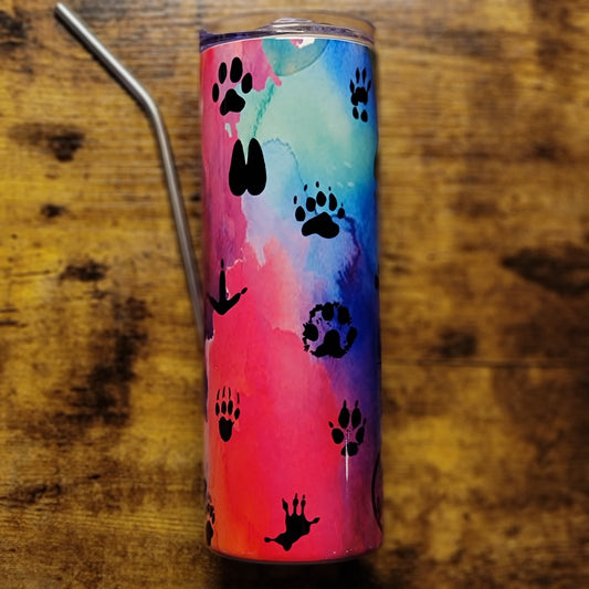 Mixed Paws Watercolor Tumbler (Made to Order)