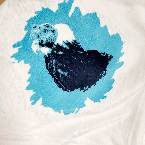 Andean Condor Teal Background - Ultra Plush Blanket - Marshmallow (Made to Order)