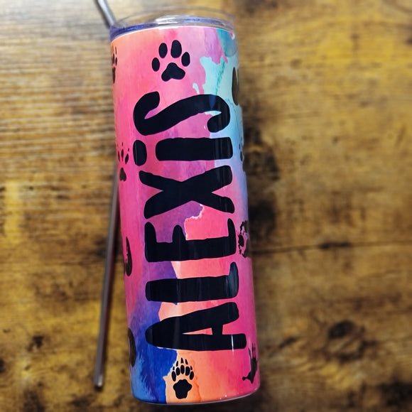 Nombre/Dicho PERSONALIZADO - Vaso de acuarela de patas mixtas (hecho a pedido)