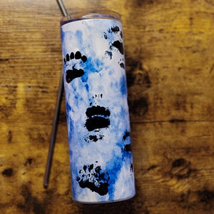 Bear Paws Blue Watercolor Background Tumbler (Made to Order)