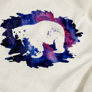 Polar Bear Galaxy Background - Ultra Plush Blanket - Marshmallow (Made to Order)