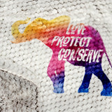 Elefante africano amor proteger conservar el fondo del arco iris - manta de felpa texturizada - chocolate (hecho a pedido) 