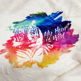 My heart is wild Tiger Rainbow Background - Ultra Plush Blanket - Marshmallow (Made to Order)