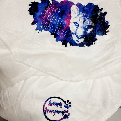 Love Protect Conserve Cougar Face Galaxy Background - Manta ultra felpa - Malvavisco (hecho a pedido) 