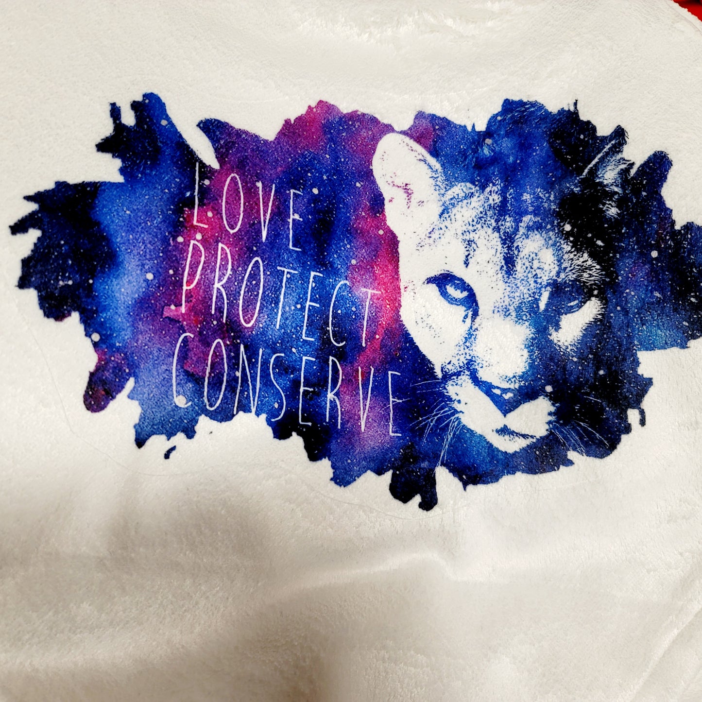 Love Protect Conserve Cougar Face Galaxy Background - Manta ultra felpa - Malvavisco (hecho a pedido) 