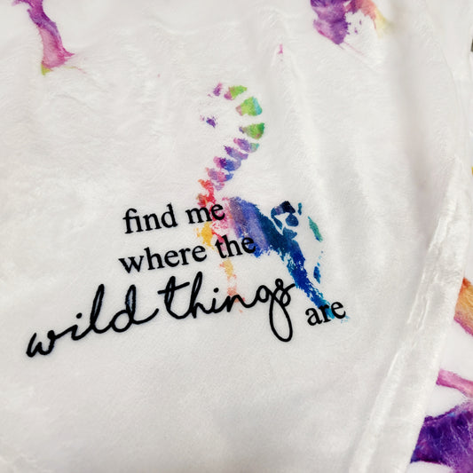 Lemur - Wild things - Light Splatter Rainbow Background - Baby Blanket - White (Made to Order)