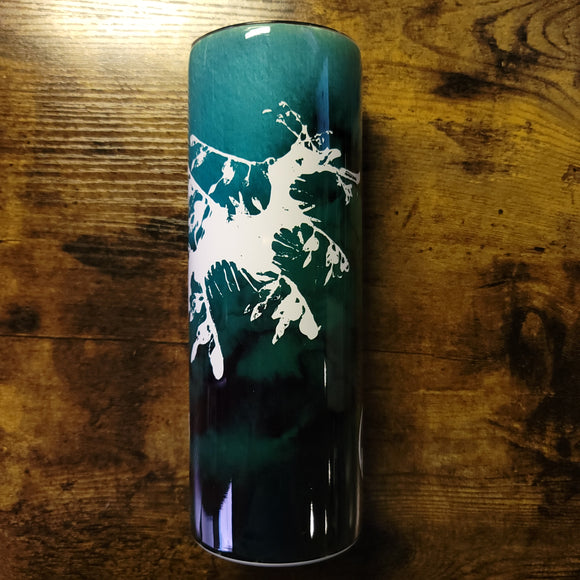 Vaso de acuarela verde dragón marino frondoso (hecho a pedido)