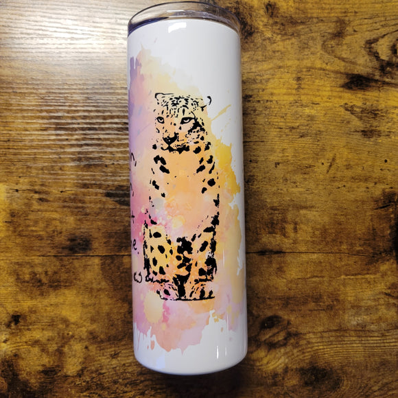 Snow Leopard - Animals Love me Quote - Splater Background Tumbler (Made to Order)