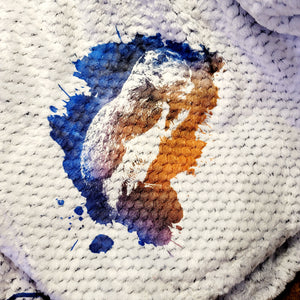 Prairie Dog -Blue Gold Background - Textured Plush Blanket - Navy (Made to Order)
