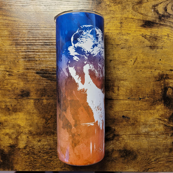 Prairie Dog - Blue Gold Background Tumbler (Made to Order)