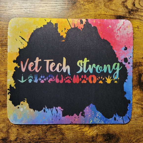 Vet Tech Strong Paws - Black Rainbow Mousepad (Made to Order)