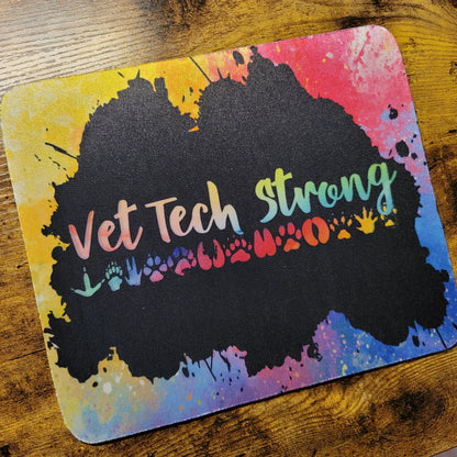 Vet Tech Strong Paws - Black Rainbow Mousepad (Made to Order)