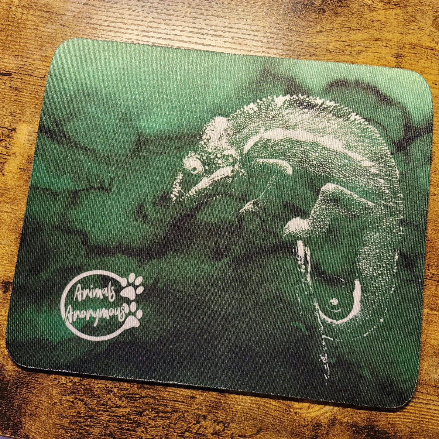 Chameleon - Dark Green Watercolor Mousepad (Made to Order)
