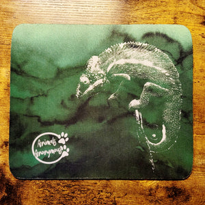 Chameleon - Dark Green Watercolor Mousepad (Made to Order)