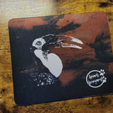 Ground Hornbill - Black Dark Red Mousepad (Made to Order)