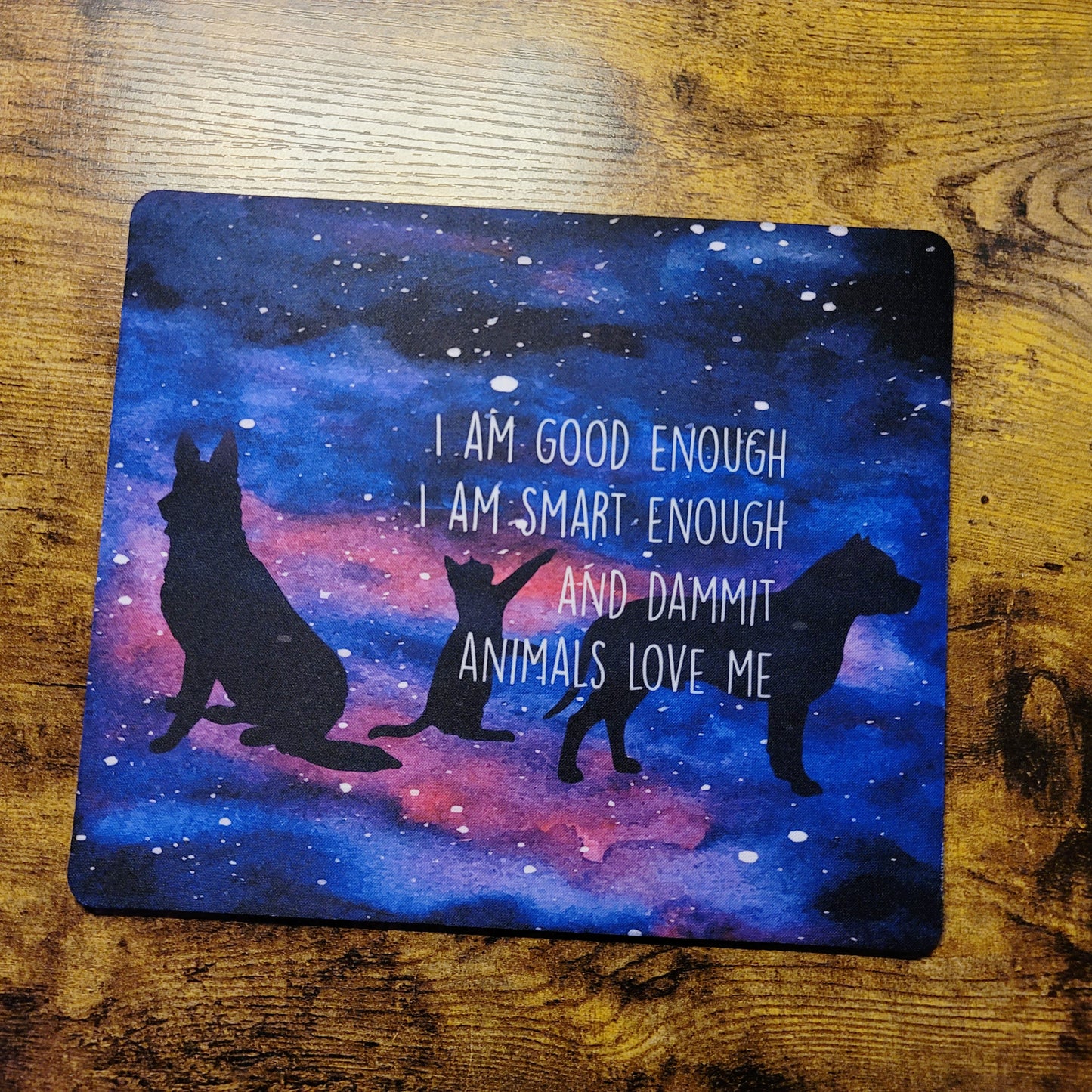 Dogs and Cat - Animals Love me - Galaxy Mousepad (Made to Order)