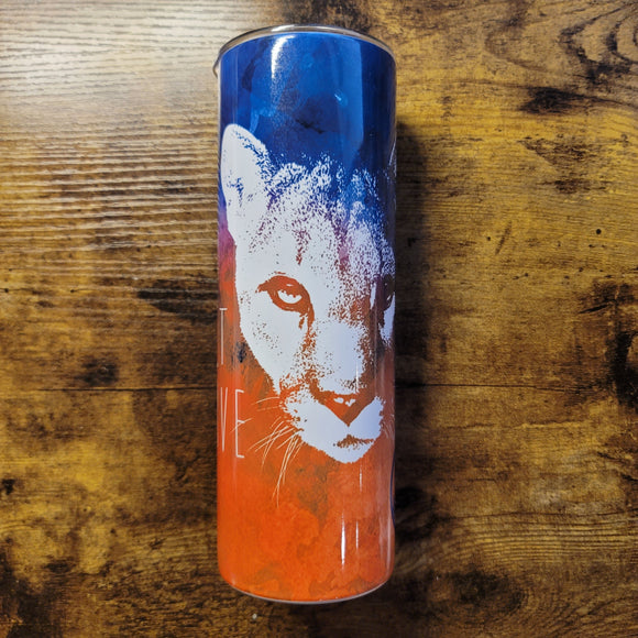 Cougar LPC on Blue Orange Watercolor Tumbler (Made to Order)